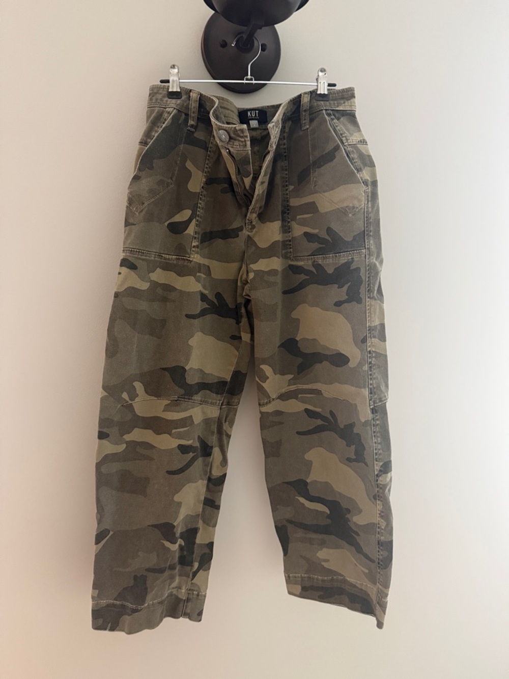 Kut from the Kloth Olive and Khaki Camo Cargo Pants - Ashton Barrel